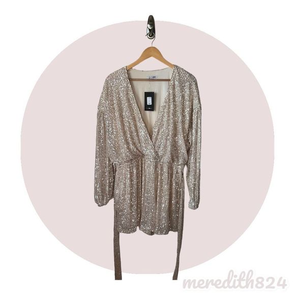 Fashion Nova Pants - NWT Fashion Nova Diva Shine Romper in Gold